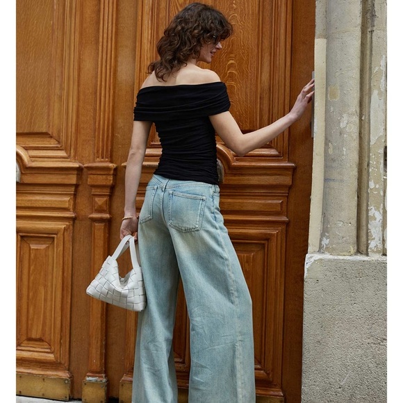 NWT Pixie Market RIVA RUCHED OFF-THE-SHOULDER TOP - Picture 6 of 12